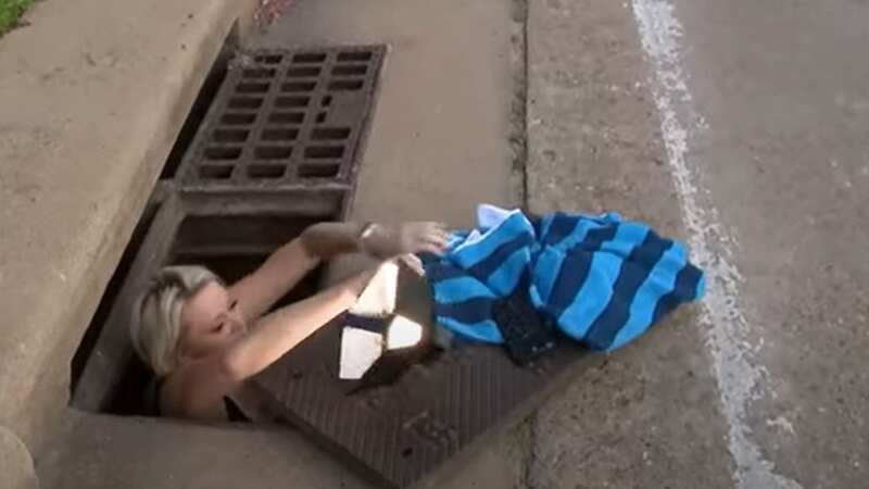 Callie Clemens has spent the past three days searching cockroach infested storm drains (Image: Youtube/@KHOU11)