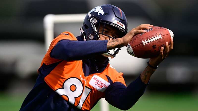 Tim Patrick was carted off during Denver Broncos practice on Monday (Image: AAron Ontiveroz/The Denver Post)