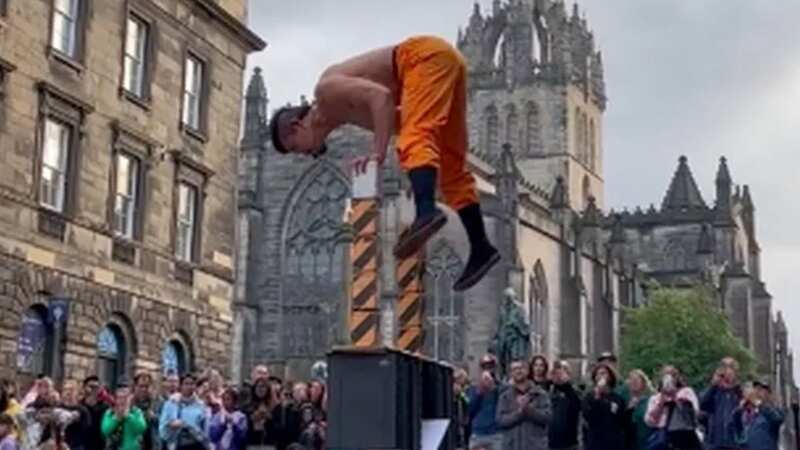 Hiroshi Cozmik performed the dangerous stunt on the Royal Mile