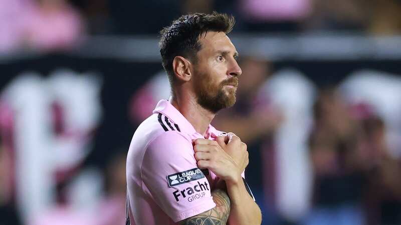 Lionel Messi seemingly struck another Marvel-inspired pose after one of his strikes for Inter Miami versus Orlando City. (Image: Hector Vivas/Getty Images)