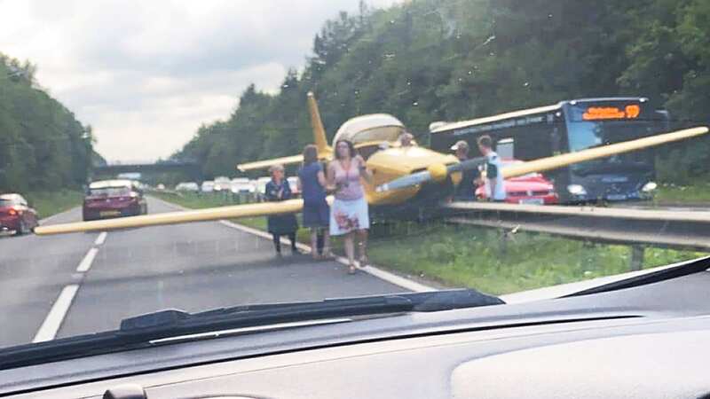 Rush hour chaos as plane lands on busy road bringing traffic to standstill