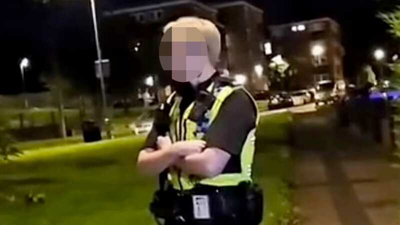 The teen is taken away by officers for the comment (Image: TikTok)