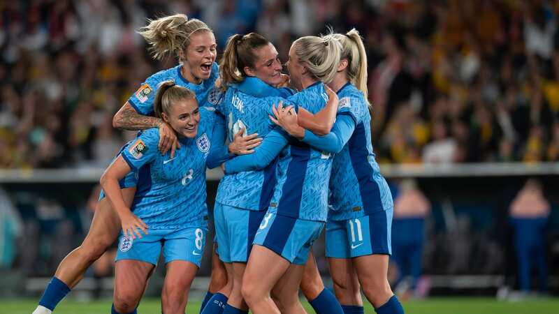 England celebrate a goal against Australia in the World Cup semi finals (Image: Andy Stenning/Daily Mirror)