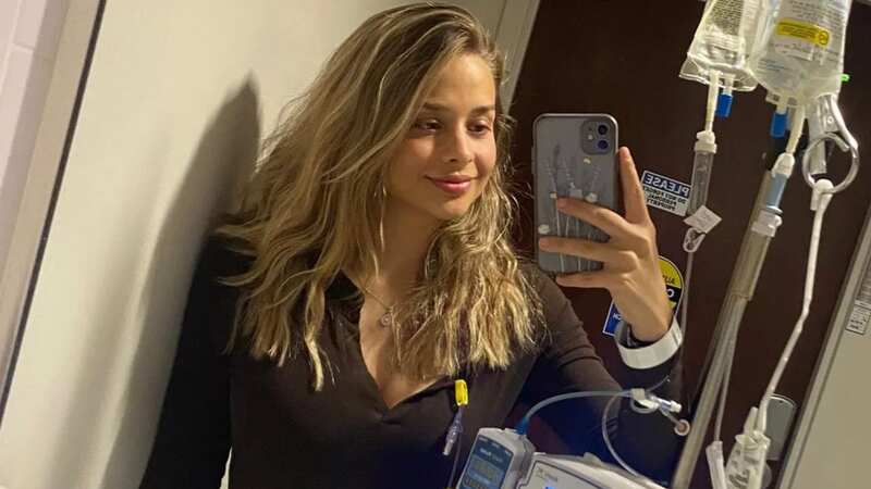 Bailey Mcbreen began burping abnormally, up to 10 times a day, while on a holiday with her fiance in 2021 (Image: Gofundme)