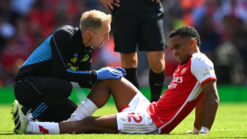 Jurrien Timber receives treatment against Nottingham Forest (Image: Clive Mason/Getty Images)