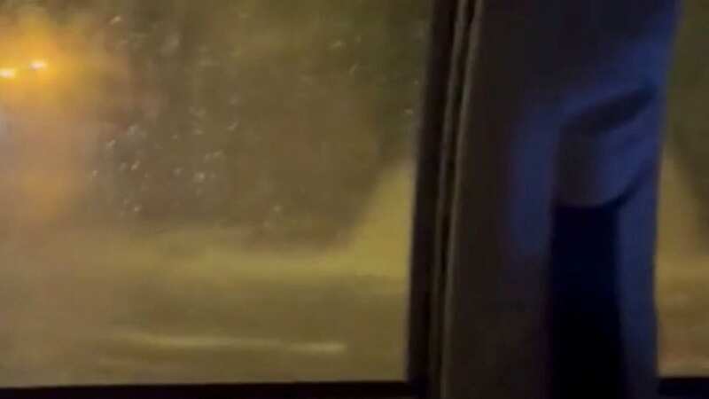 Terrifying moment road floods 