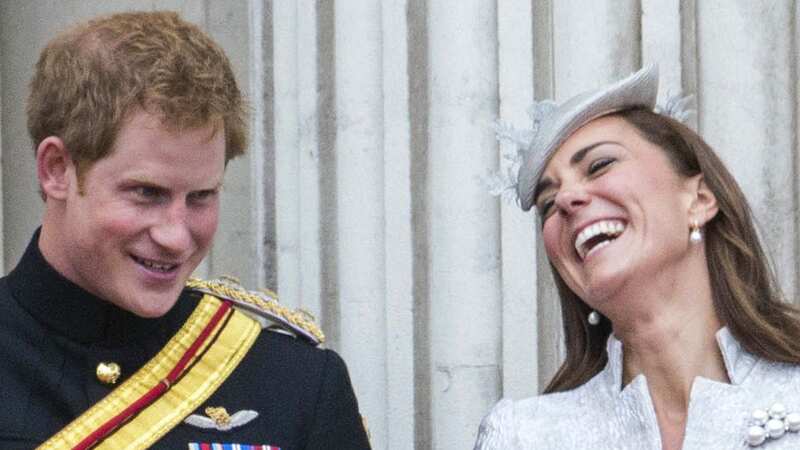 Prince Harry and Kate Middleton share a joke at the 2014 Trooping the Colour (Image: David Hartley/REX/Shutterstock)