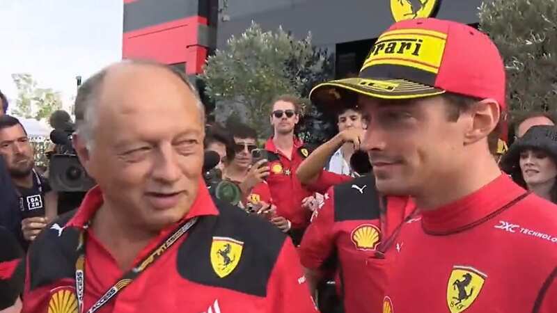 Charles Leclerc interrupted Ferrari chief Fred Vasseur mid-interview (Image: F1 TV)
