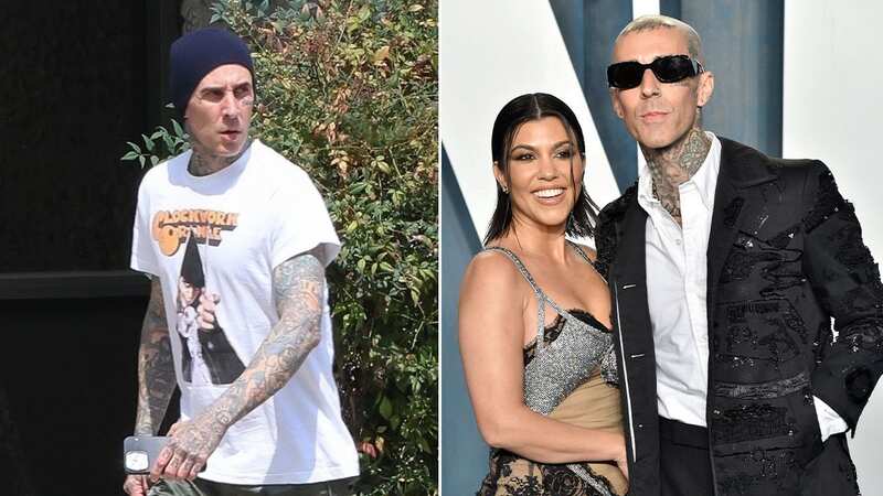 Travis Barker looks tense just days after Kourtney Kardashian was hospitalised