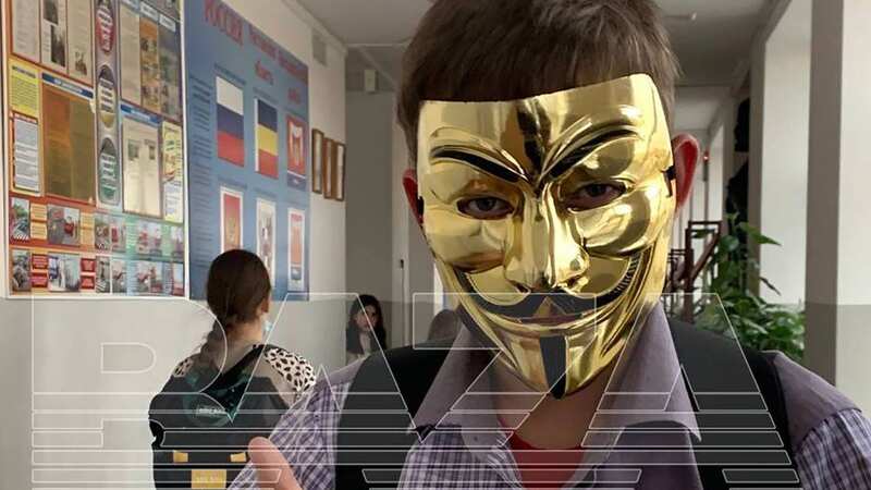 Masked member of Putin’s youth army go on stabbing rampage at school