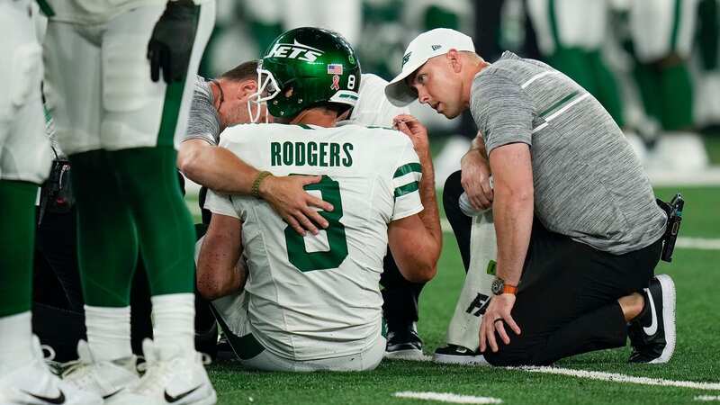 Aaron Rodgers tore his Achilles at MetLife Stadium, with several players accusing the artificial surface of inflicting the injury (Image: Getty Images)