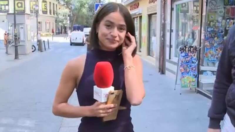 The Spanish reporter was speaking live on air when the incident happened
