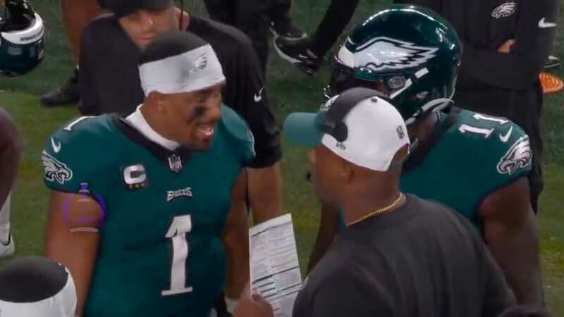 AJ Brown and Jalen Hurts exchanged words on the sideline during the Philadelphia Eagles