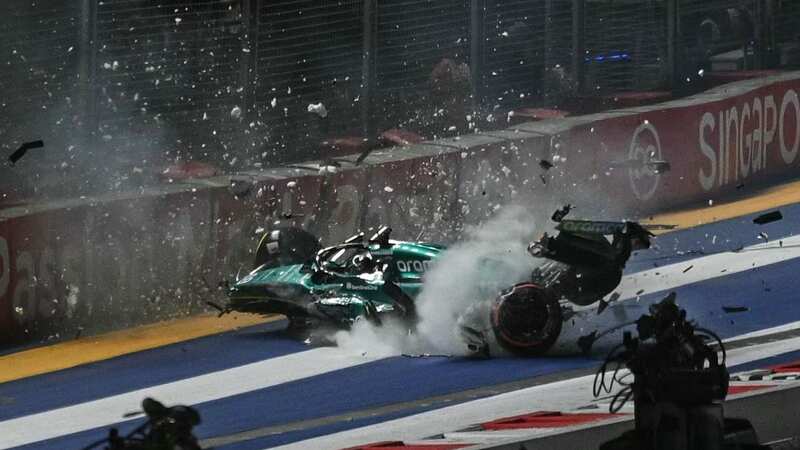 Lance Stroll destroyed his Aston Martin F1 car in a huge crash in Singapore GP qualifying (Image: AFP via Getty Images)