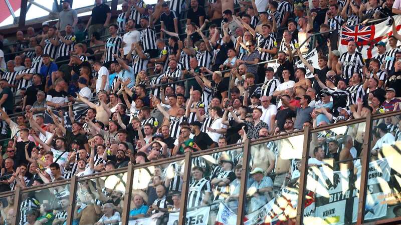 Newcastle fans cheer on their players at the San Siro (Image: Kieran McManus/REX/Shutterstock)