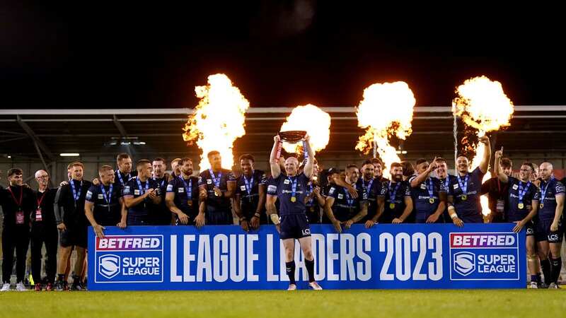 Wigan celebrate with the League Leaders