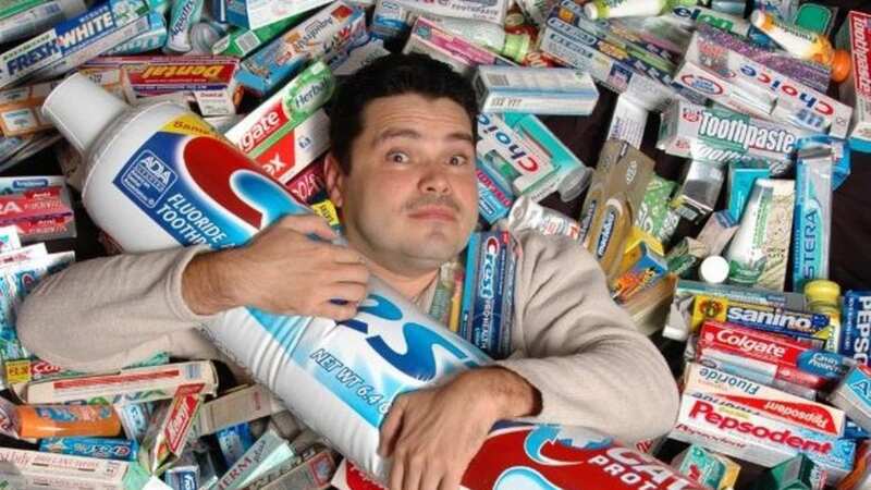 Val Kolpakov has the largest toothpaste collection in the world (Image: Internet Unknown)