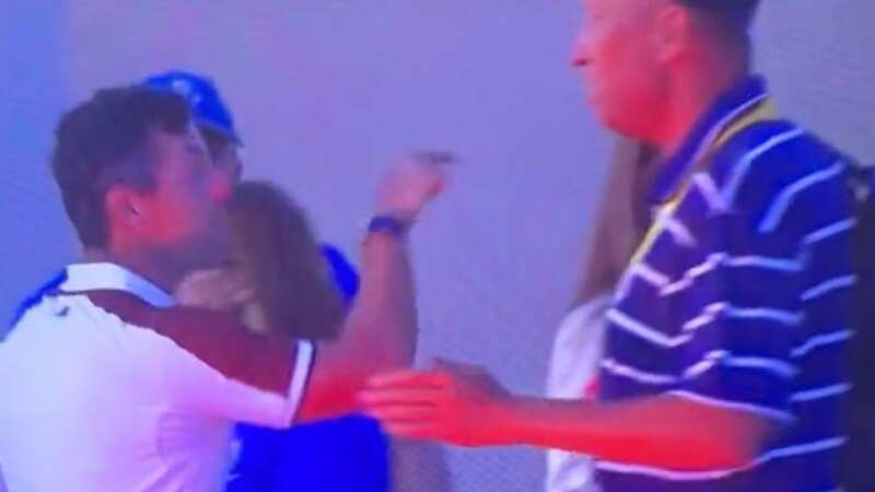 Rory McIlroy looked furious before being ushered into a car at the end of day two at the Ryder Cup (Image: Peacock)