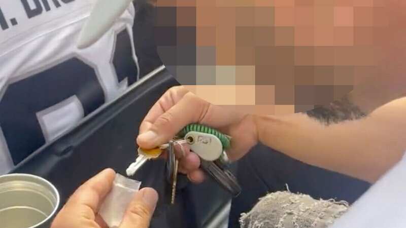 A fan was filmed snorting a white substance at an NFL game (Image: X/@E8_M24)