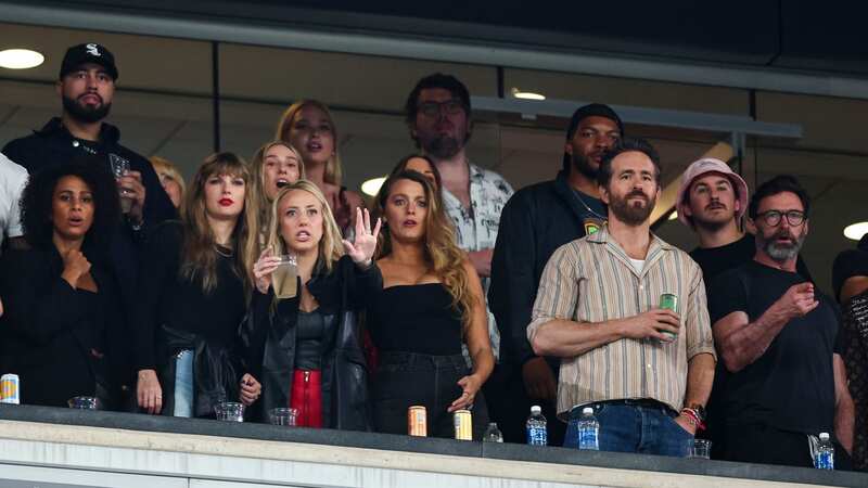 The camera panned to Taylor Swift alongside A-Listers Blake Lively, Ryan Reynolds, and Hugh Jackman at the last Kansas City Chiefs game (Photo by Kevin Sabitus/Getty Images) (Image: Kevin Sabitus/Getty Images)