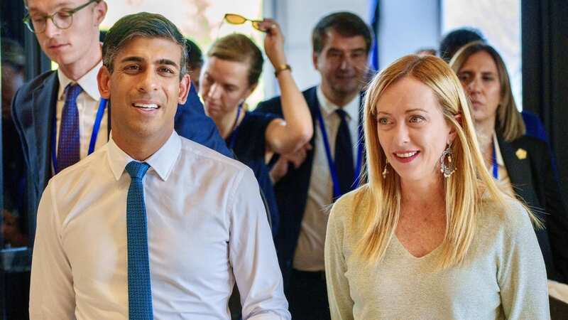 Rishi Sunak held talks with Italian Prime Minister Giorgia Meloni in Granada (Image: FILIPPO ATTILI/CHIGI PALACE PRESS OFFICE/HANDOUT/EPA-EFE/REX/Shutterstock)