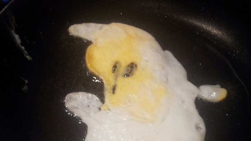 Martin and Kim Thomas were left spooked after spotting an egg that appeared to look like a ghost (Image: Martin Thomas / SWNS)