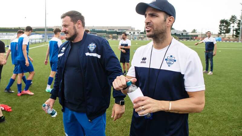 Cesc Fabregas pictured with Marc Bircham, who is on the Como coaching staff (Image: Andrea Butti)