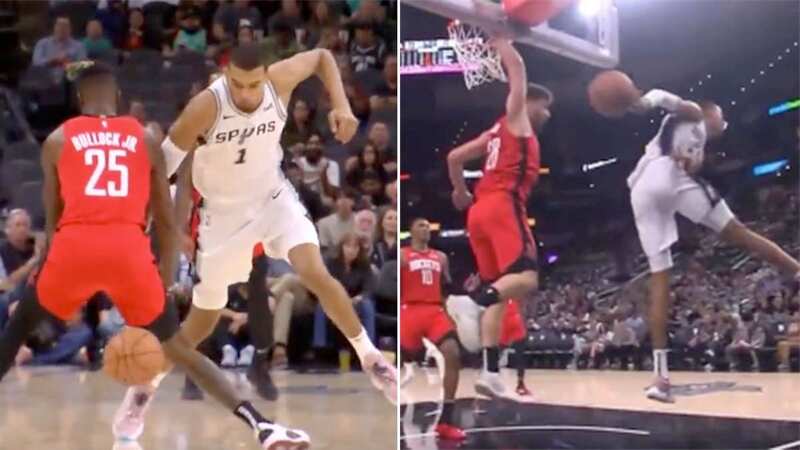 Victor Wembanyama put the ball through the legs of an NBA rival (Image: Getty)