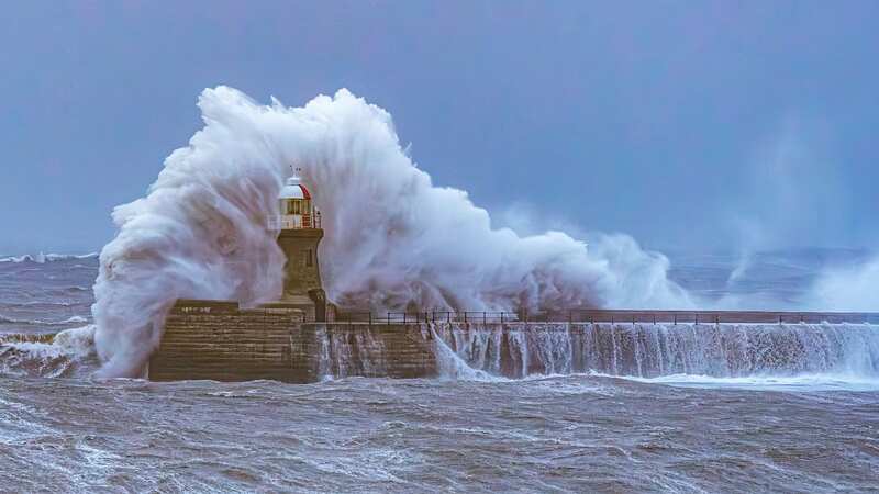 Waves from Storm Babet damaged the South Shields lighthouse on Friday (Image: Jim Scott/Bav Media)