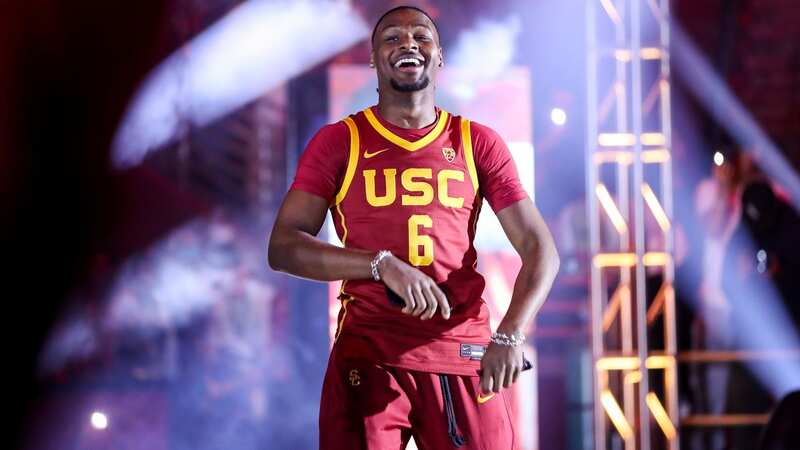 Bronny James sporting the USC colours as he prepares to make his debut this season