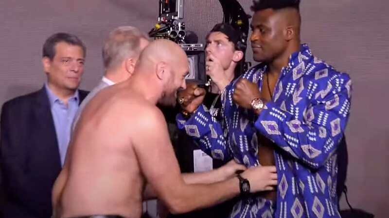 Tyson Fury tickles Francis Ngannou as rivals joke around during face-off