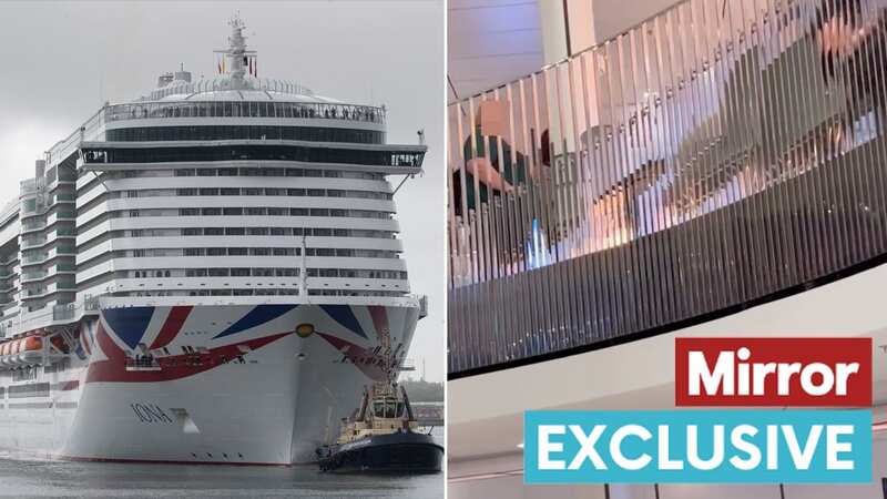The atrium of the cruise ship had to be evacuated after the explosion (Image: antonio.lacson/Facebook)