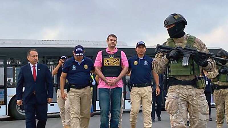 Joran van der Sloot on the tarmac as he returns to Peru to carry out his sentence (Image: Policia Nacional del Peru/AFP vi)