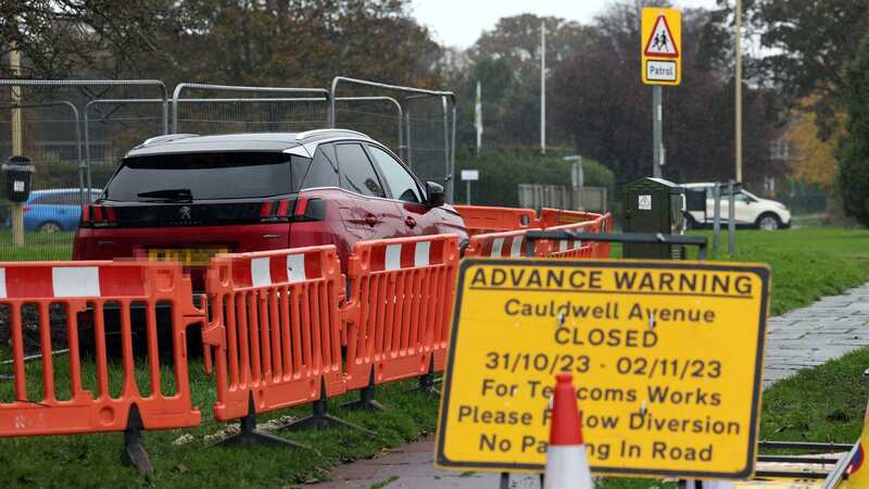 Elizabeth Grey has parked her Peugeot on the construction site of the 5G mast (Image: Newcastle Chronicle)