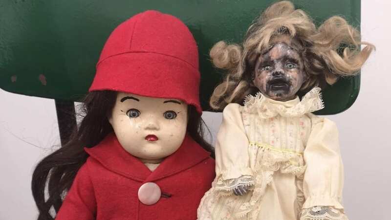 Scarlet, left, is said to be the foulest-mouthed haunted doll in the UK (Image: Kennedy News/Ghosts of Britain)