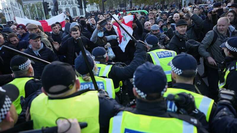 Hard-right protestors clashed with police in Parliament Square (Image: PA)
