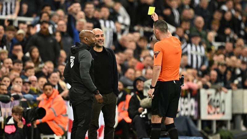 Chris Kavanagh booked Pep Guardiola in September (Image: OLI SCARFF/AFP via Getty Images)