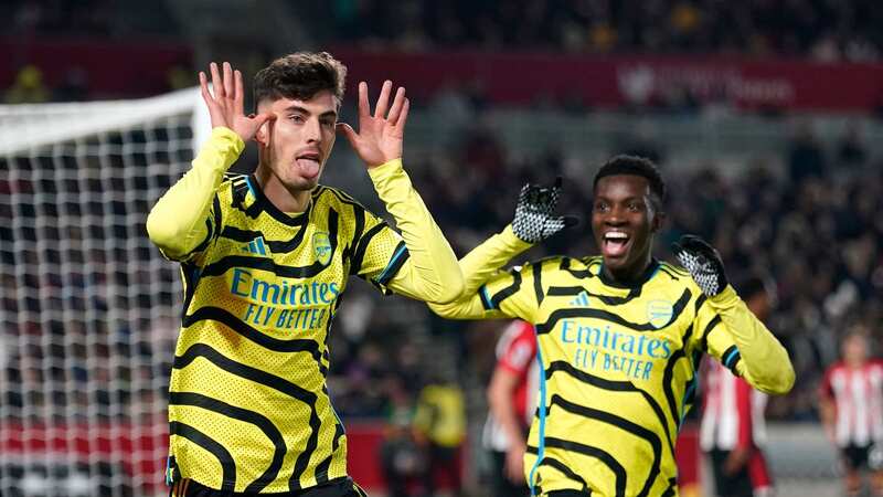 Arsenal star Kai Havertz celebrates his winner (Image: PA)