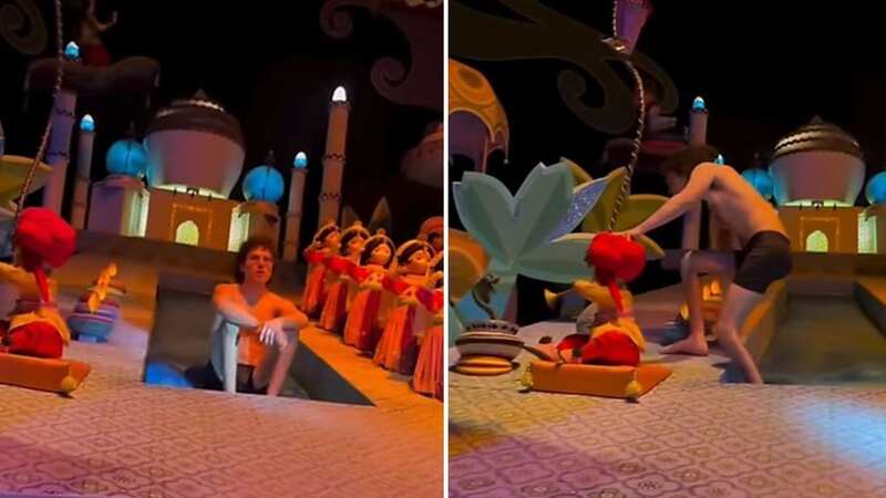 Disneyland streaker sparks chaos crawling round 