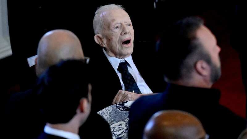 Former President Jimmy Carter, 99, attended the funeral of his late wife Rosalynn on Tuesdsay (Image: AFP via Getty Images)