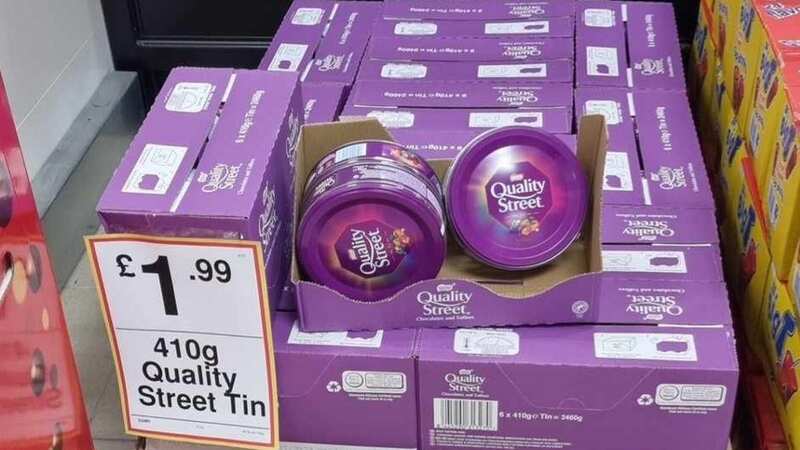 Chocolate fans have spotted tins of Quality Street for £1.99 at Farmfoods (Image: Extreme Couponing and Bargains UK group)