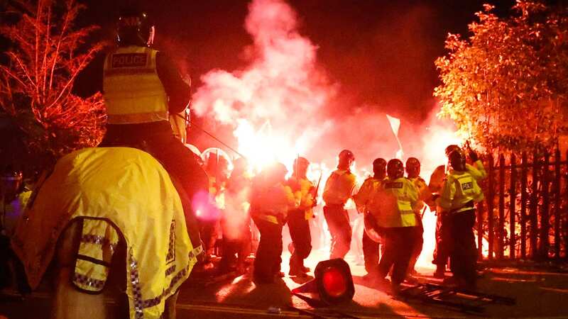 Police clash with Legia Warsaw fans outside the stadium (Image: James Baylis - AMA/Getty Images)