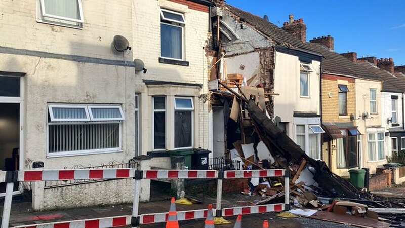The damage to the houses at the top end of Holt Road (Image: Liverpool Echo)