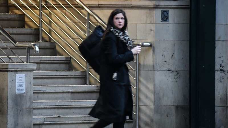 Joanna Barker outside Manchester Minshull Street Crown Court (Image: Men Media)