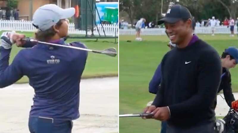 Tiger Woods beamed with pride as his son Charlie Woods showed he is a chip off the old block in Orlando (Image: PGA Tour)