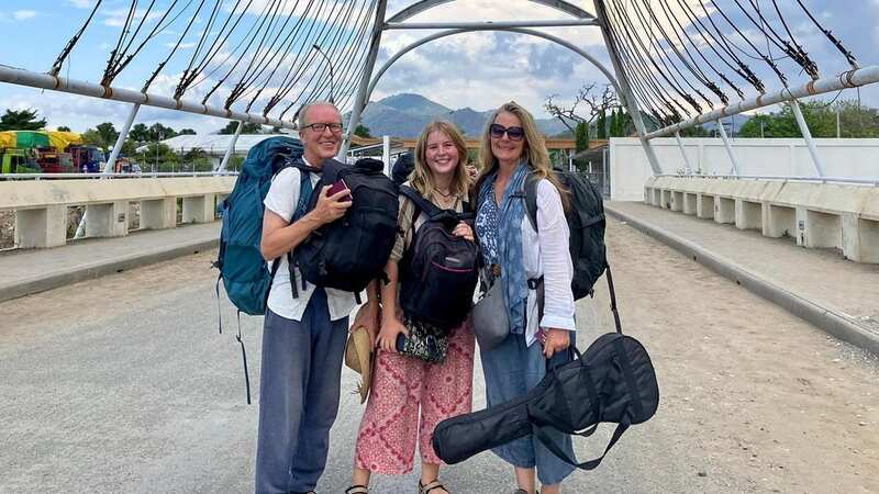 Shannon Coggins, Theo Simon and their daughter Rosa embarked on a no-fly trip to Australia (Image: Buckle Up Dorothy)