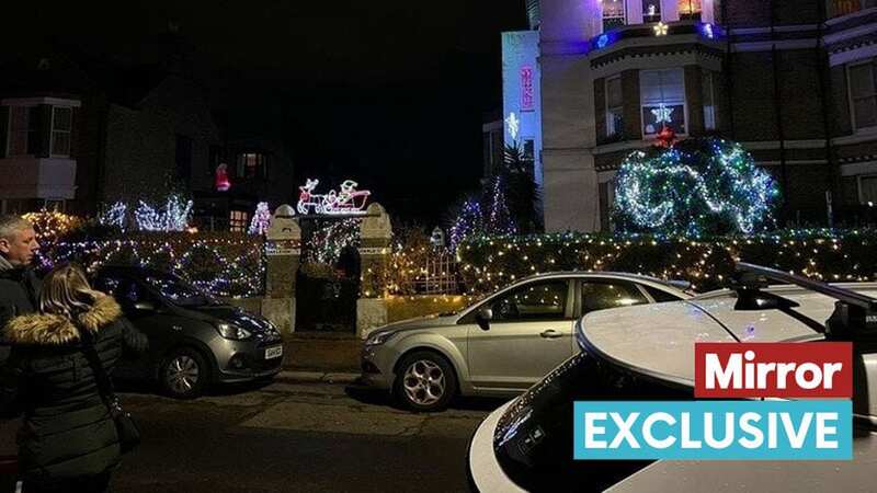 The Christmas lights up outside Mr Riley