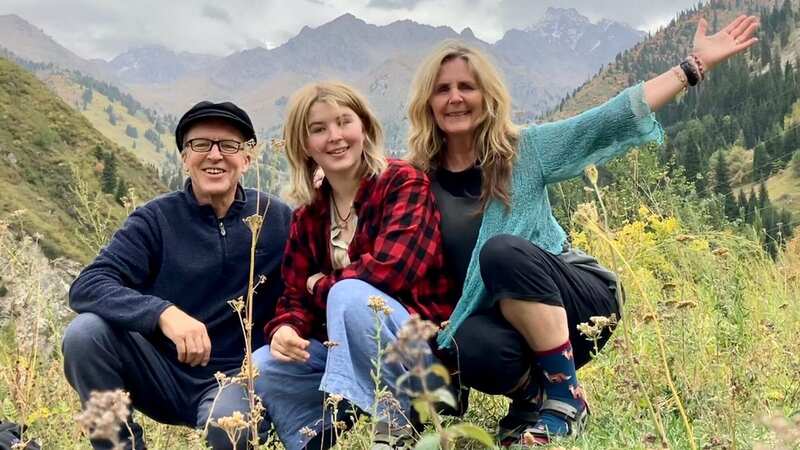 Theo, Rosa and Shannon in Kazakhstan (Image: Buckle Up Dorothy / SWNS)
