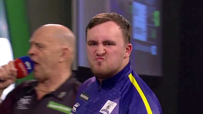 Luke Littler celebrating his 122 checkout (Image: Sky Sports)