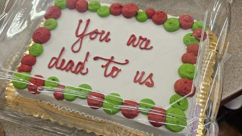 The cake was delivered to a hospital which left the deliver driver "embarrassed" (Image: Kennedy News and Media)